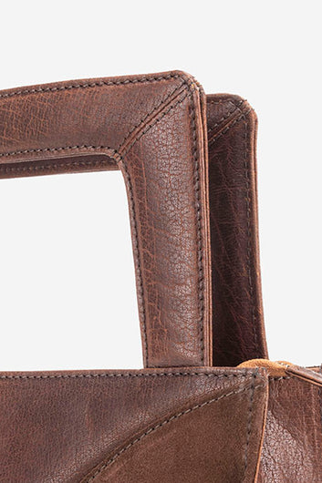 Abelardo Camile Brown Leather Geometrical Design Hand Bag ABELARDO DE MODA