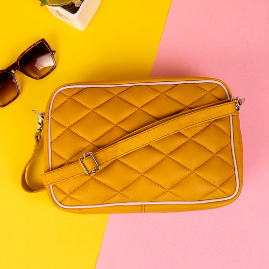 Abelardo Minimilastic Yellow Quilted Sling Bag ABELARDO DE MODA