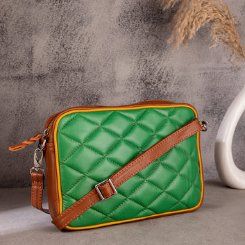 Abelardo Minimilastic Green Quilted Sling Bag ABELARDO DE MODA