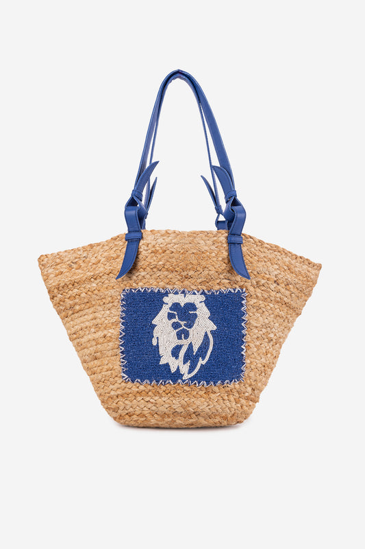ECO-CONSCIOUS BELLA BEIGE/BLUE SHOULDER BAG ABELARDO DE MODA