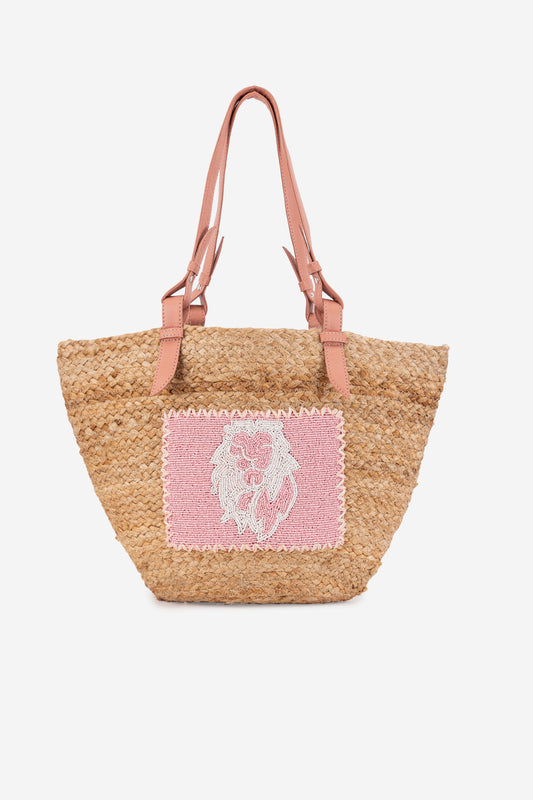 ECO-CONSCIOUS BELLA BEIGE/ROSE PINK SHOULDER BAG ABELARDO DE MODA