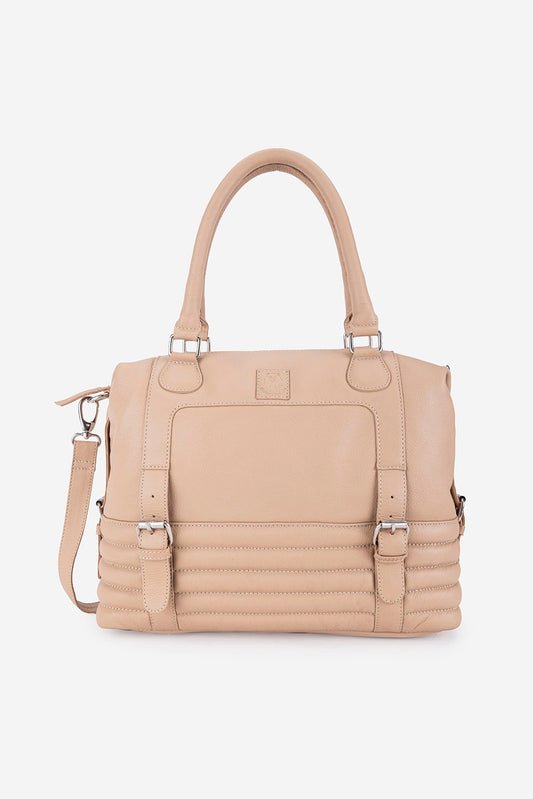 Brandy Beige Leather Handbag ABELARDO DE MODA