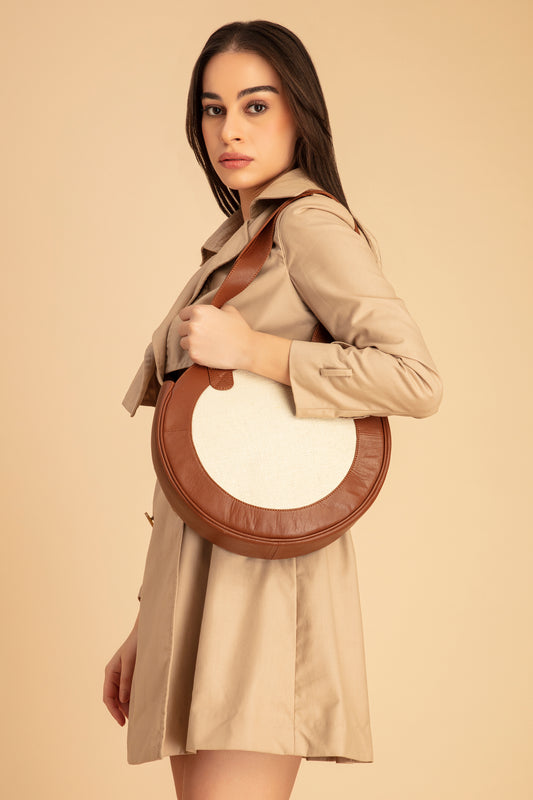 Abelardo Tia Ivory & Brown Shoulder Bag ABELARDO DE MODA