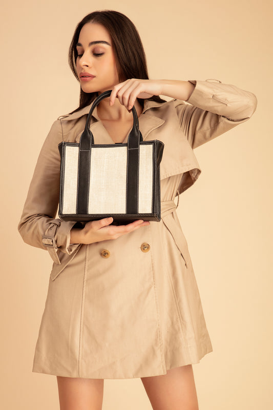 Abelardo Rae Ivory-Dark Brown Leather Handbag ABELARDO DE MODA