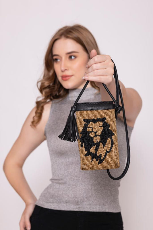 ECO-CONSCIOUS ELISA BLACK/GOLD SLING BAG ABELARDO DE MODA