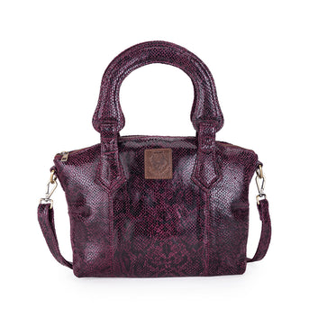 Abelardo Deluxity Wine Snake Print Top-Handle Bag