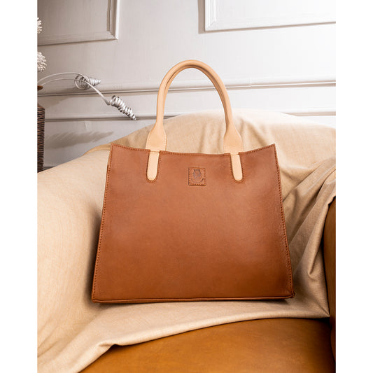 Abelardo Timeless Tan and Beige Tote Bag