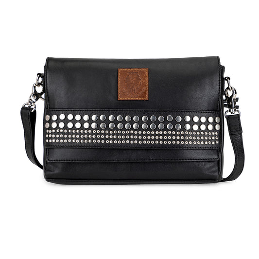 Abelardo Elle Black Studded Sling Bag