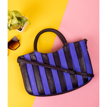 Abelardo Tropez Black/Violet Top Handle Bag