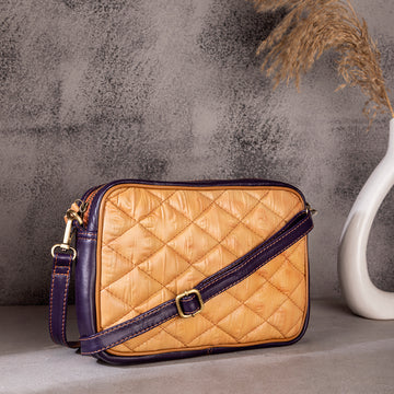 Abelardo Minimilastic Mustard Brown Quilted Sling Bag