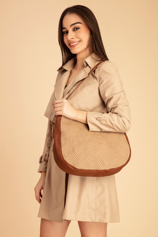 Abelardo Biyanka Beige/Tobacco Tote Bag