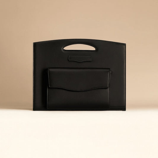 Donella Genuine Black Leather Handcrafted Laptop Sleeve – Minimalist Sleeve for MacBook & Laptops