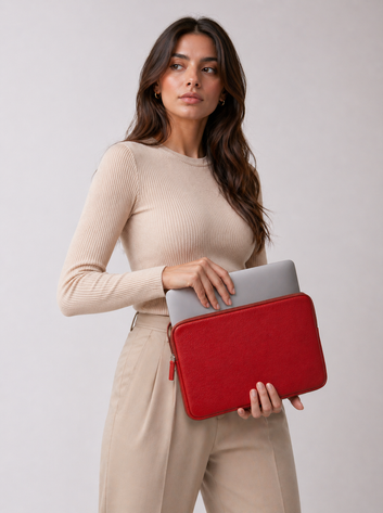 Akira Red Padded Laptop Sleeve – Premium Leather Case for MacBook & Laptops (13" & 16")