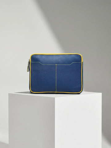 Casper Blue Padded Laptop Sleeve – Premium Leather Case for MacBook & Laptops (13" to 16")
