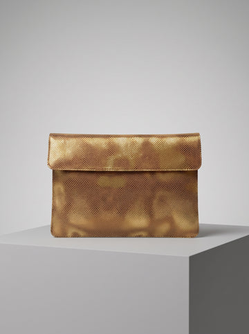 Lucien Genuine Leather Laptop Sleeve for MacBook & Laptops – Gold Lizard | Premium Leather Laptop Case | Abelardo De Moda