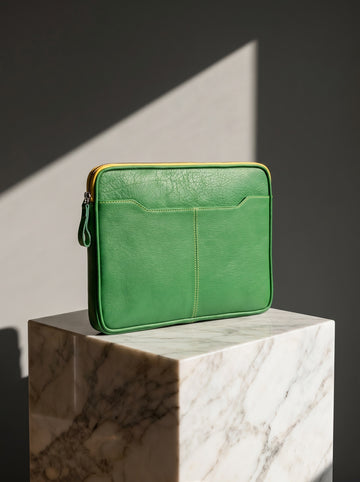 Casper Green Padded Laptop Sleeve – Premium Leather Case for MacBook & Laptops (13" to 16")
