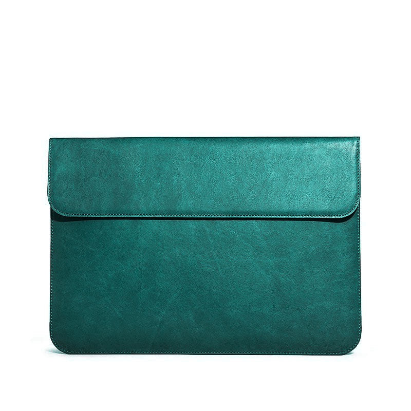 OCEAN TEAL LEATHER LAPTOP SLEEVE(16") ABELARDO DE MODA