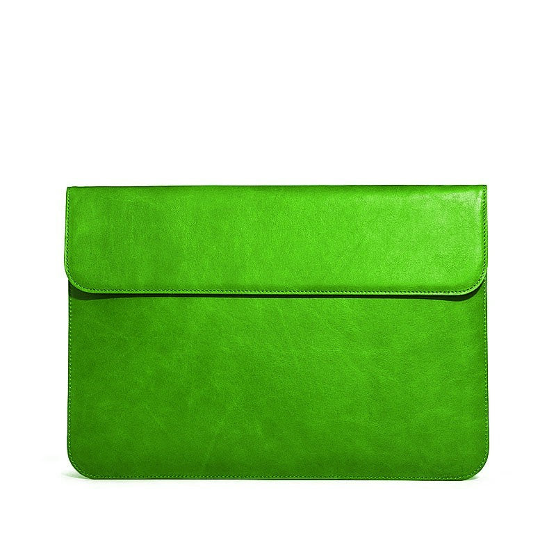 OCEAN GREEN LEATHER LAPTOP SLEEVE(14") ABELARDO DE MODA