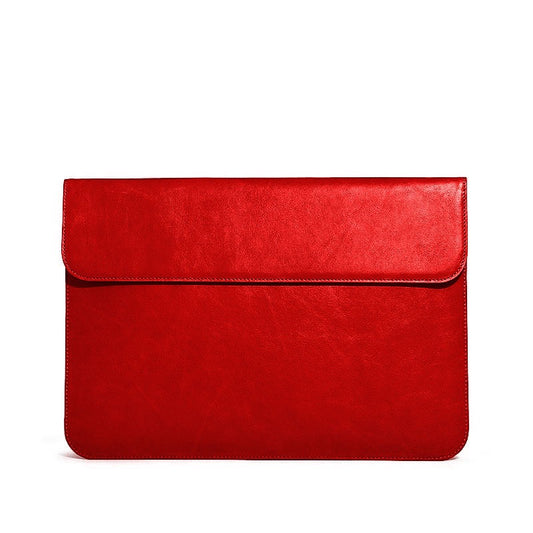 OCEAN RED LEATHER LAPTOP SLEEVE(14