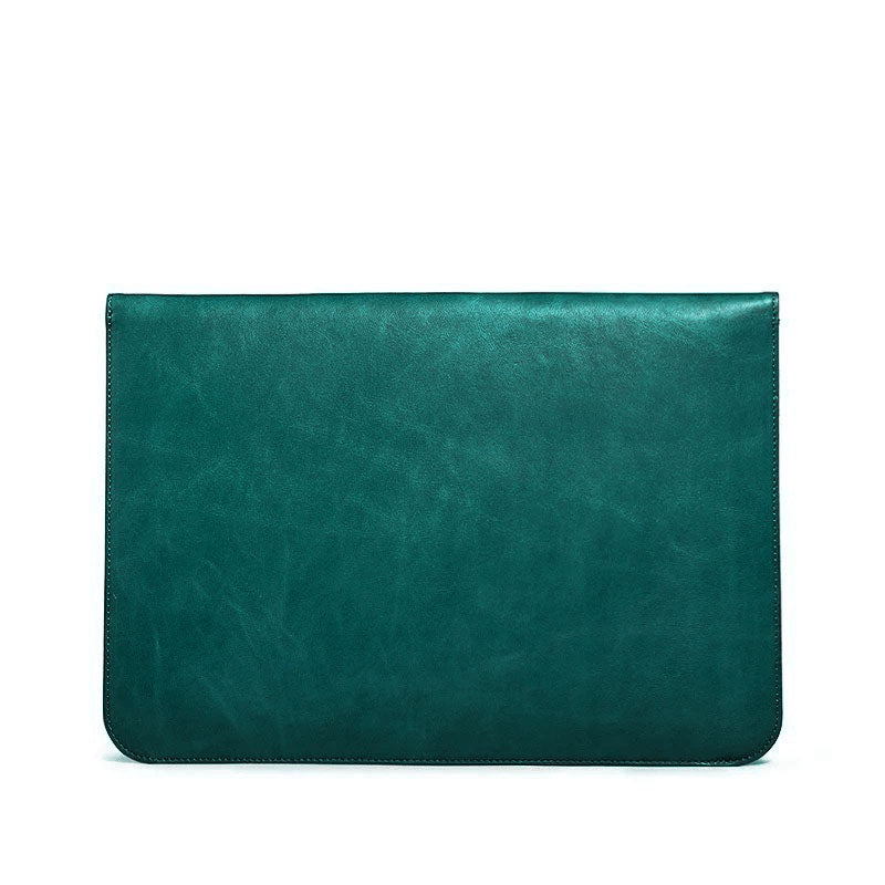 OCEAN TEAL LEATHER LAPTOP SLEEVE(16") ABELARDO DE MODA