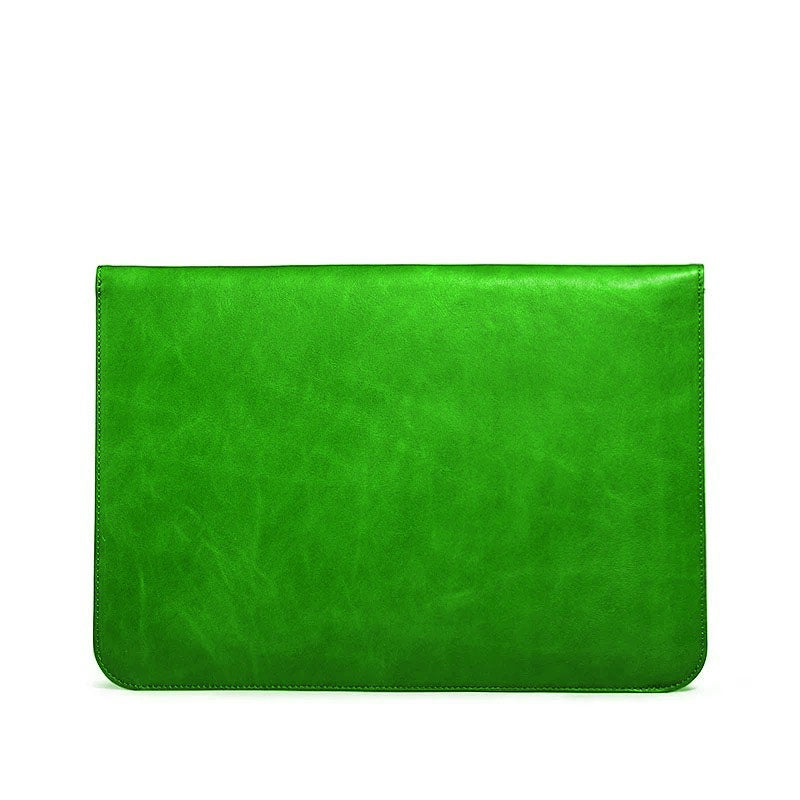 OCEAN GREEN LEATHER LAPTOP SLEEVE(14") ABELARDO DE MODA