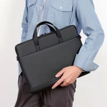 Sylvie Black Genuine Leather Laptop Sleeve – Slim, Elegant & Durable, Handcrafted in India for MacBook & 14–16″ Laptops