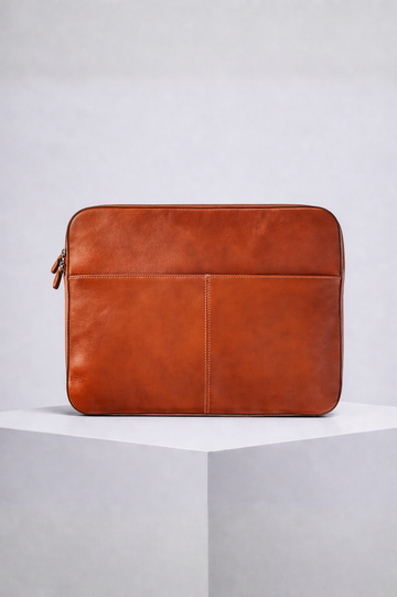 KIYOSHI Tan Padded Laptop Sleeve – Premium Leather Case for MacBook & Laptops (13" to 16")