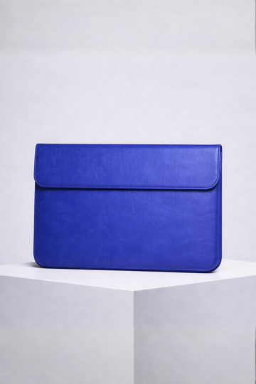 OCEAN Blue Leather Laptop Sleeve with Flap & Internal Cushioning – Premium Protection Case for MacBook & Laptops (13" & 16")