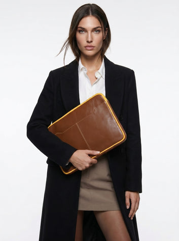 Casper Tan Padded Laptop Sleeve – Premium Leather Case for MacBook & Laptops (13" to 16")